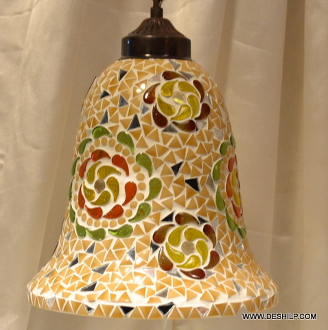 Yellow Traditional Mosaic Handmade Glass Wall Hanging - Shape: Round