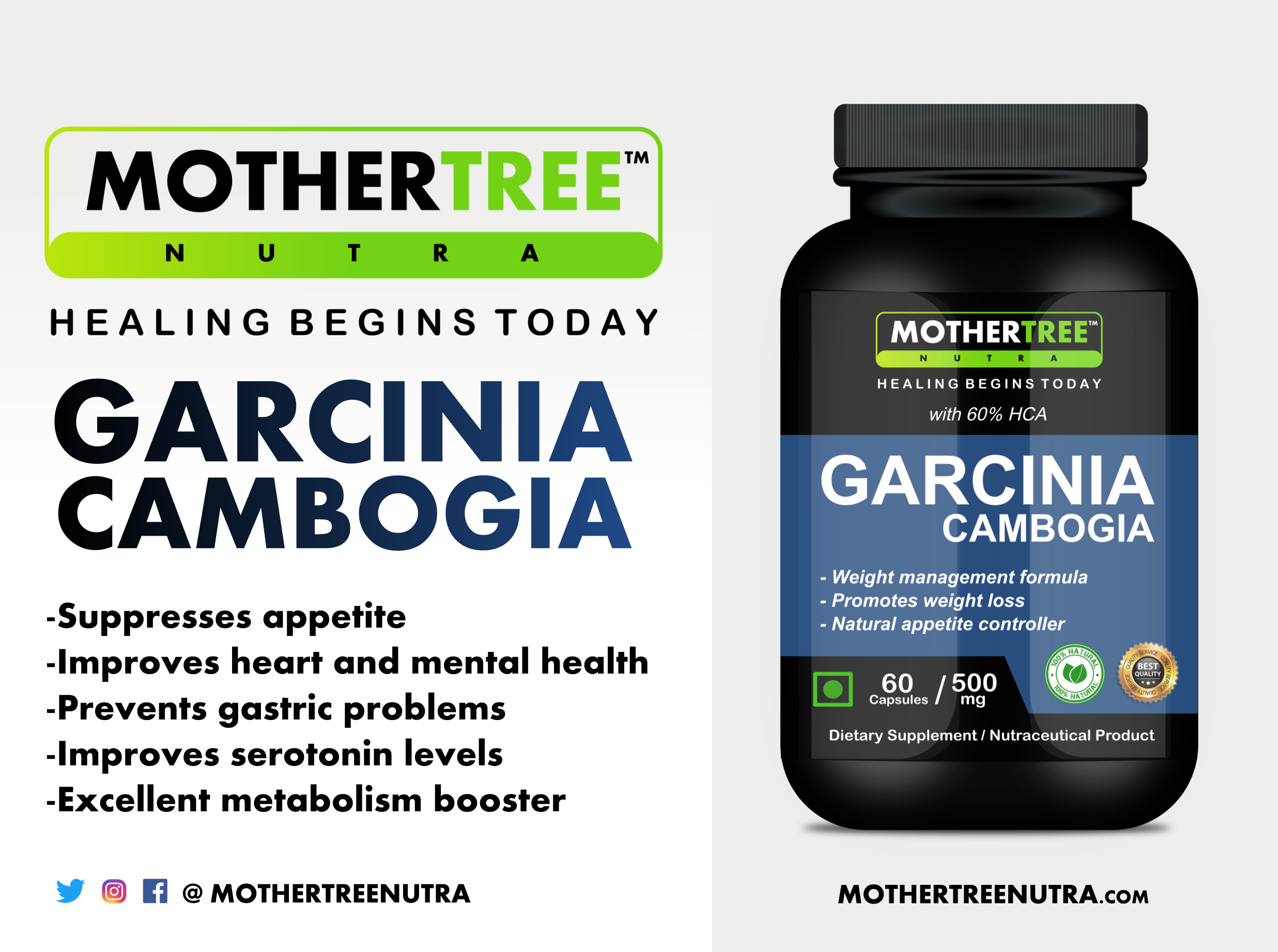 Garcinia Combogia Capsules - 60% Hca, Powerful Antioxidant, Promotes Weight Loss, Supports Immunity, 2-year Shelf Life