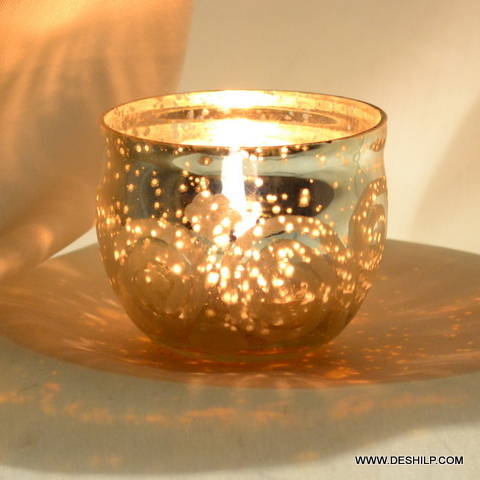 Silver Handmade Glass Candle Holder For Gifts - Style: Antique Imitation