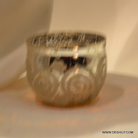 Silver Handmade Glass Candle Holder For Gifts - Style: Antique Imitation