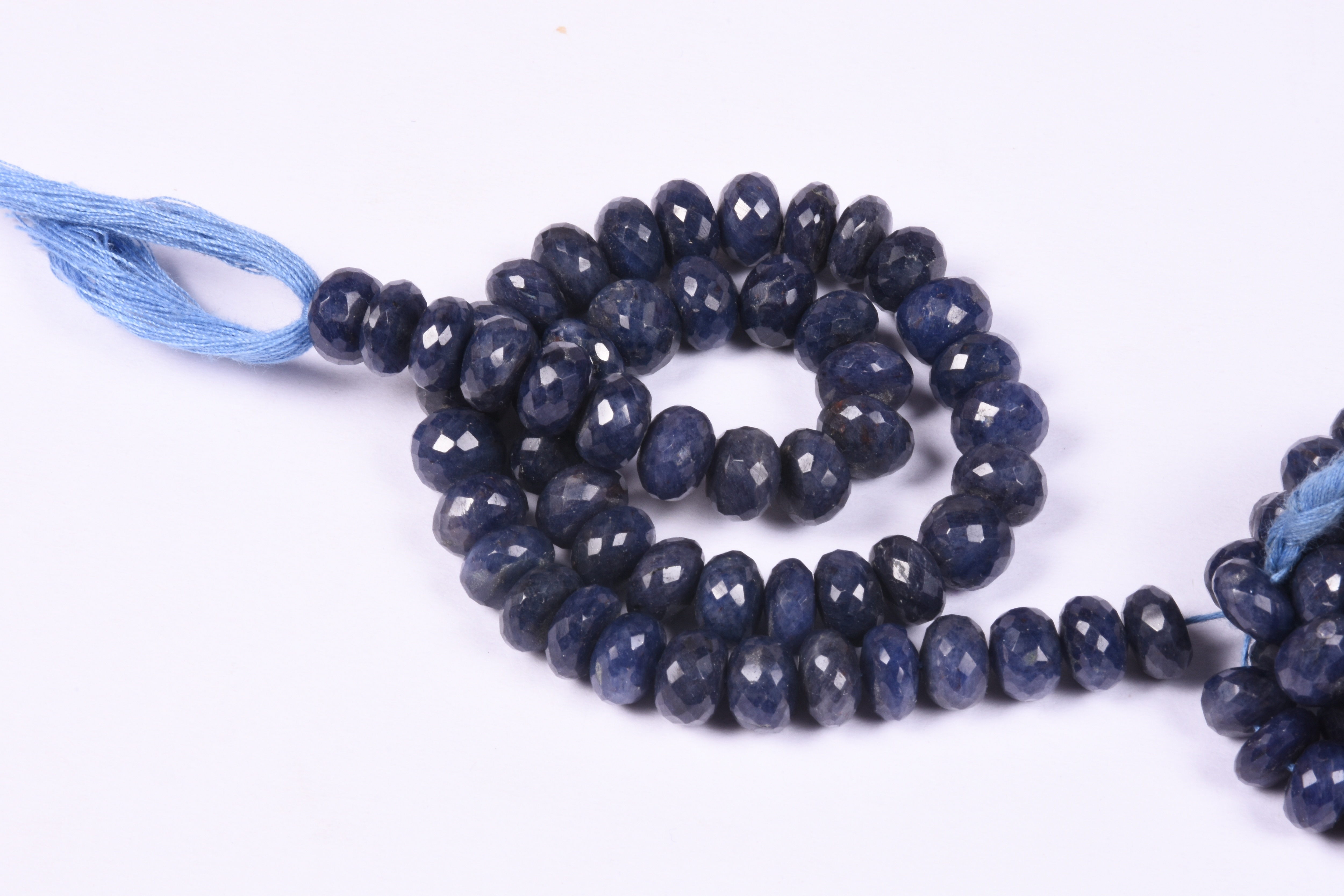 Blue Sapphire Roundel Faceted Beads - 6mm Round, Blue Color | High-quality Sapphire Material, 1 Strand