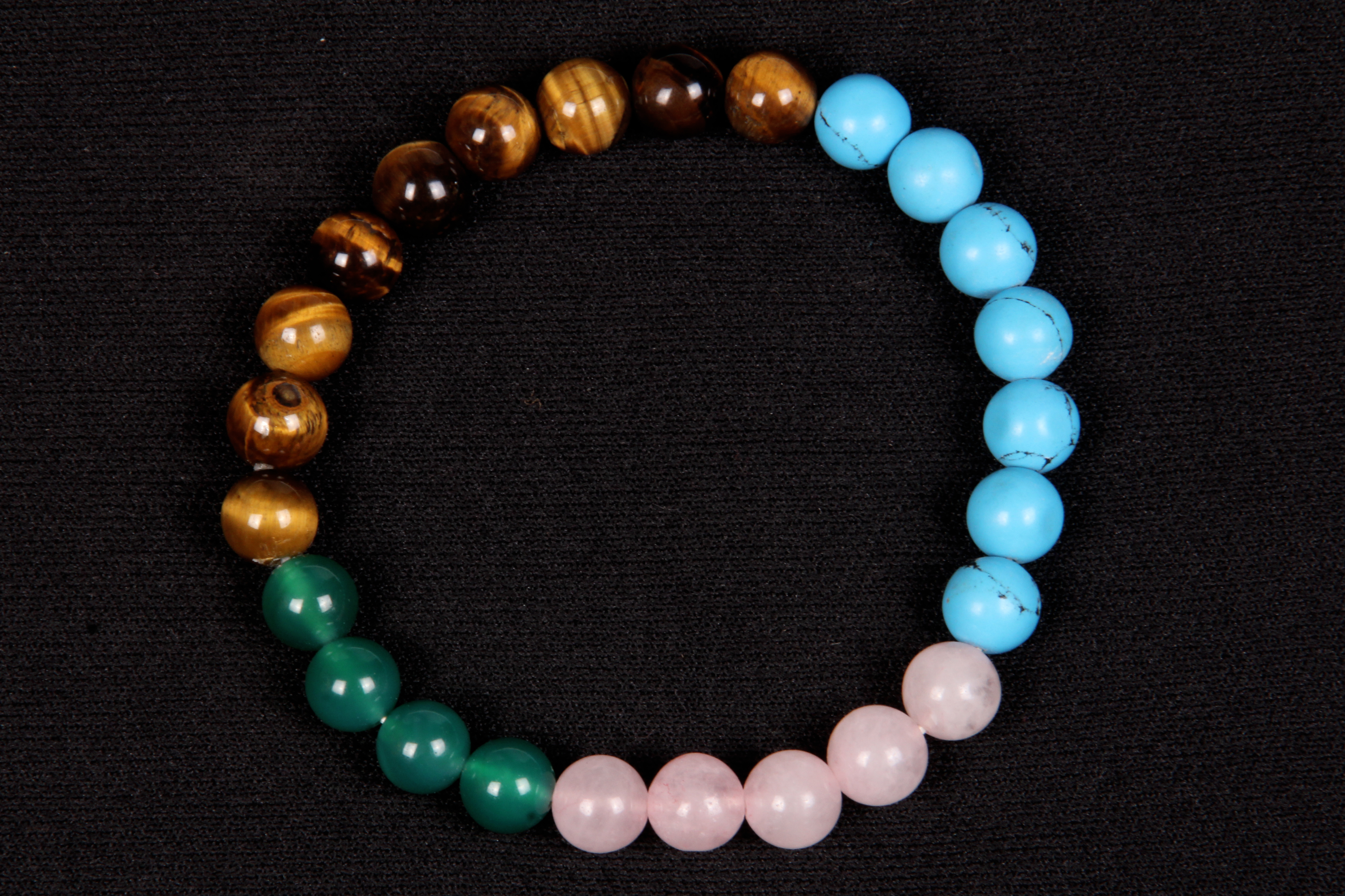 Beads Bracelet - Metal & Stone, 7 Inches Length, 6-8mm Multicolored Beads, Clasp Fastening, Elegant Design, Durable Fashion Accessory