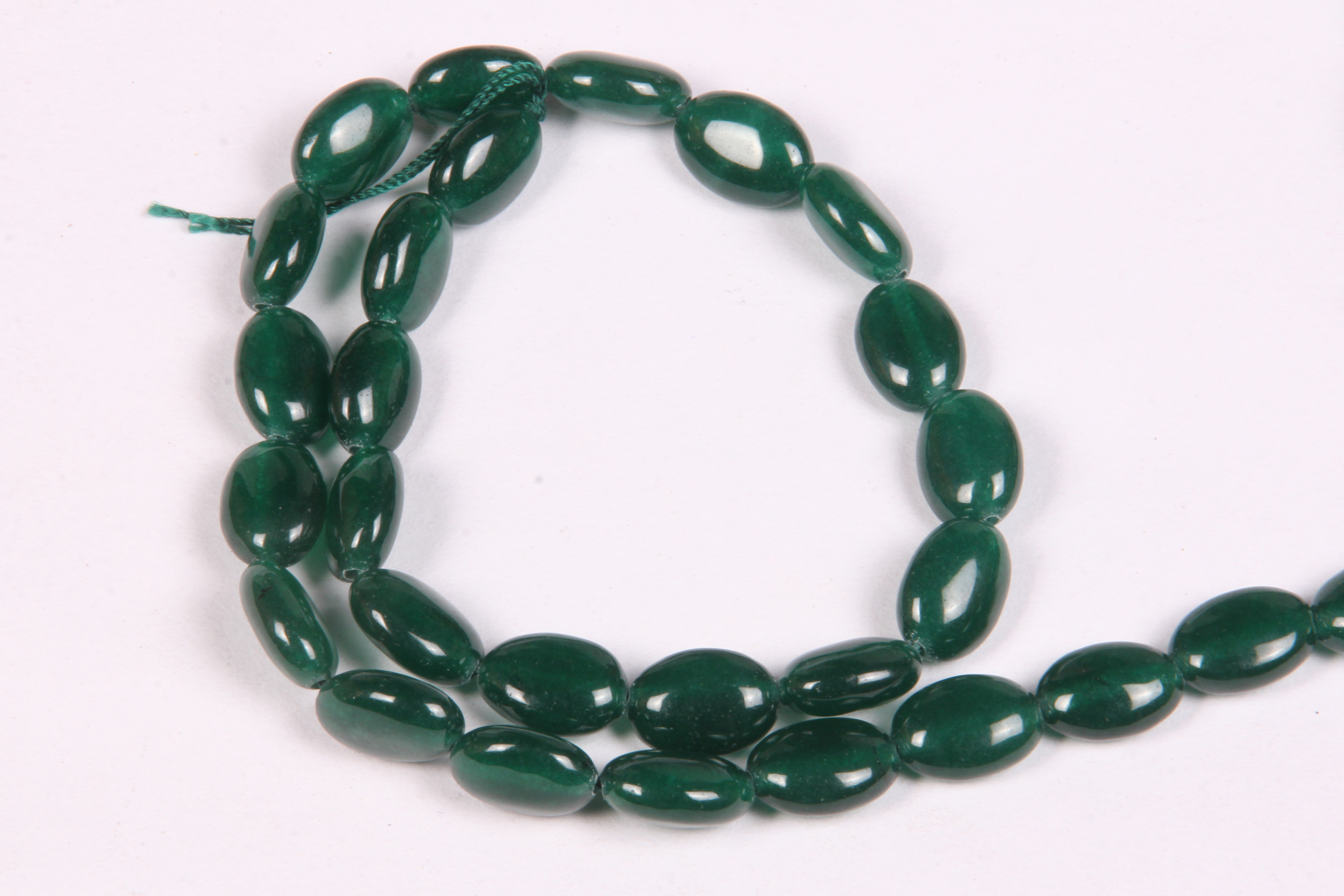 Green Jade Oval Beads