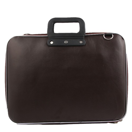 Designer Laptop Bags - Leather, Small to Large Size | Dark Brown, Unisex, Zipper Lock Closure, Plain Pattern, Handle Style