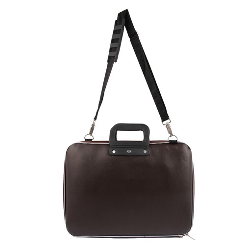 Laptop Bag - Leather, Small to Large Size | Unisex, Zipper Lock Closure, Plain Pattern, Coffee Color, Handle Bag Style