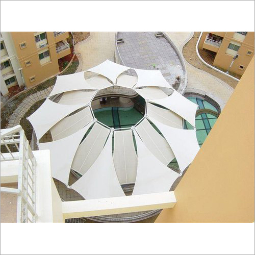 Swimming Pool Tensile Structure - High-grade Fiberglass, Fixed Style, Pvc Panel Roof , Elegant Flower Design With Durable Ms Frame