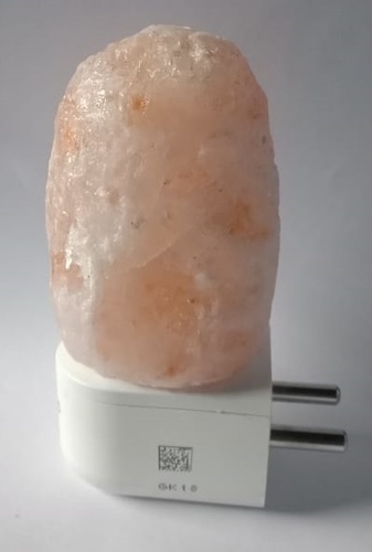 Rock Salt Plug Lamp - Handcrafted Natural Shape, 3-4 Inches | Elegantly Soothing Amber Light, Air Purifying Negative Ions
