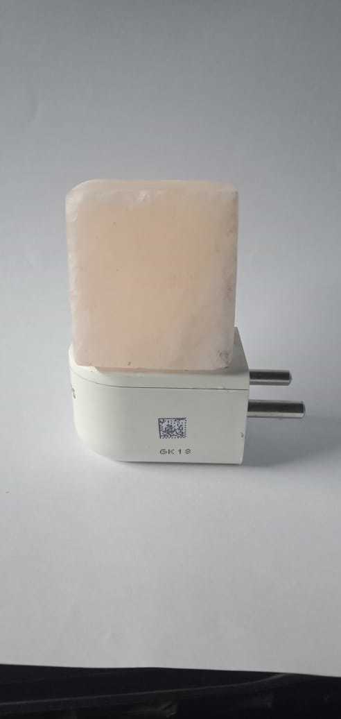 Rock Salt Plug Lamp - Handcrafted Natural Shape, 3-4 Inches | Elegantly Soothing Amber Light, Air Purifying Negative Ions