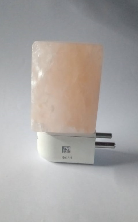 Rock Salt Plug Lamp - Handcrafted Natural Shape, 3-4 Inches | Elegantly Soothing Amber Light, Air Purifying Negative Ions