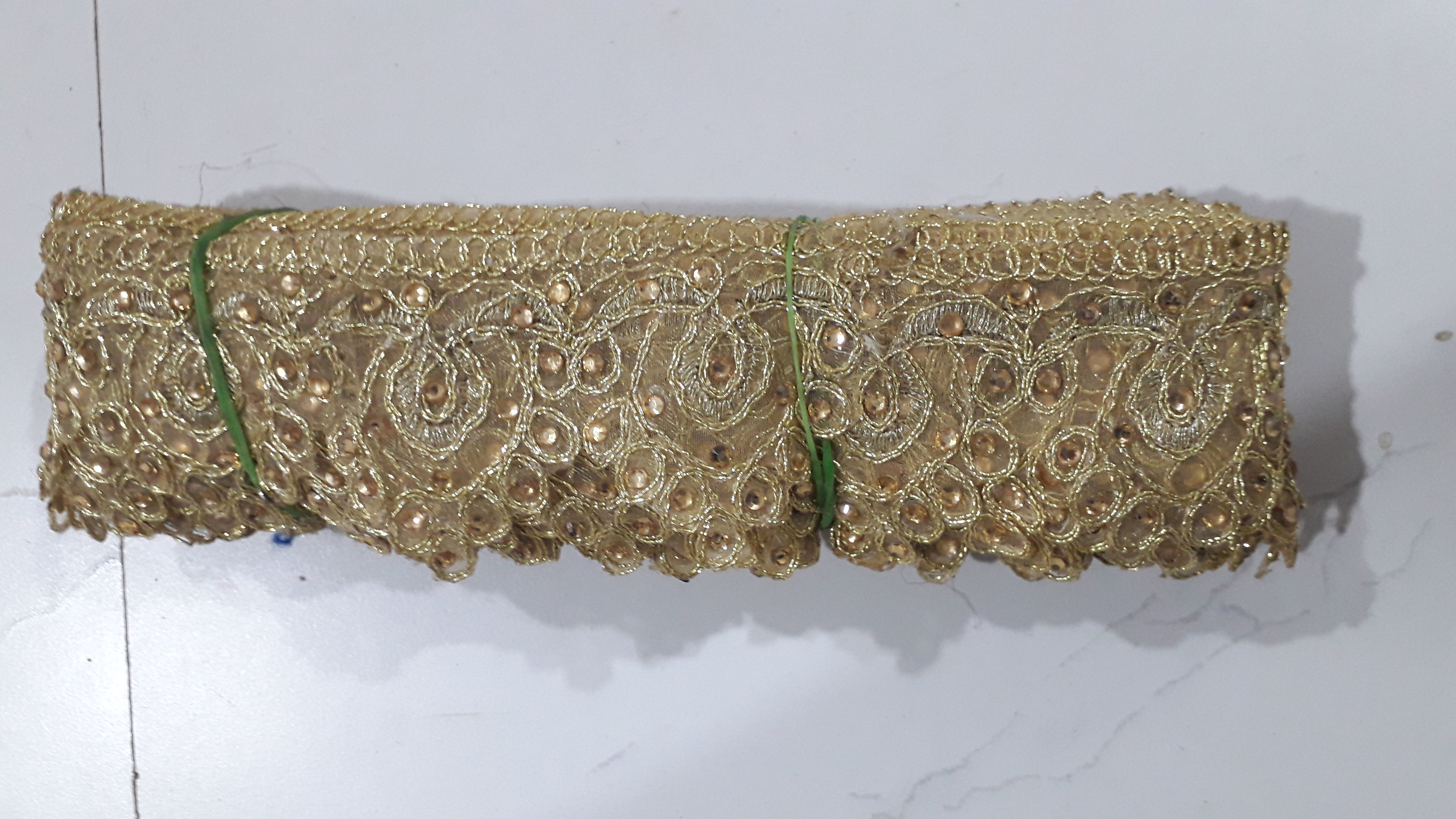 Designer Embroidery Laces - Fabric Material, One-sided, 1 Inch Width | Embroidered Lace With Diemond Stone And Embroidered Dori Quality