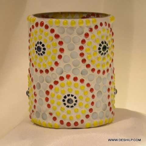 Mosaic Handmade Glass Candle Holder For Decoration - Style: Antique Imitation
