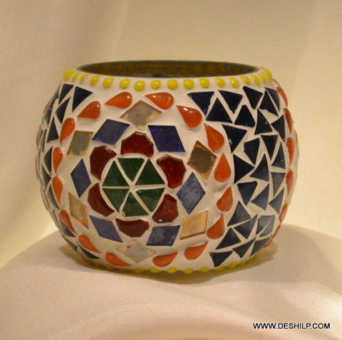 Mosaic Handmade Glass Votive For Home Decor - Style: Antique Imitation