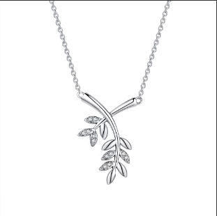 China Suppliers Leaf Chain Necklace Silver Brass Jewelry