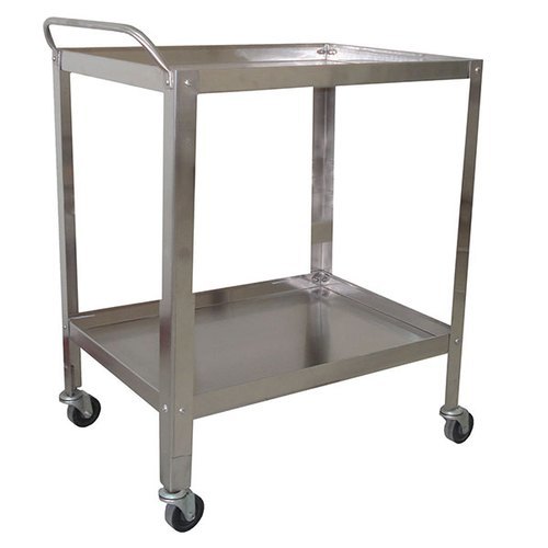 स्टेनलेस स्टील अपल स्टेनलेस स्टील इंस्ट्रूमेंट ट्रॉली- 2 शेल्व्स