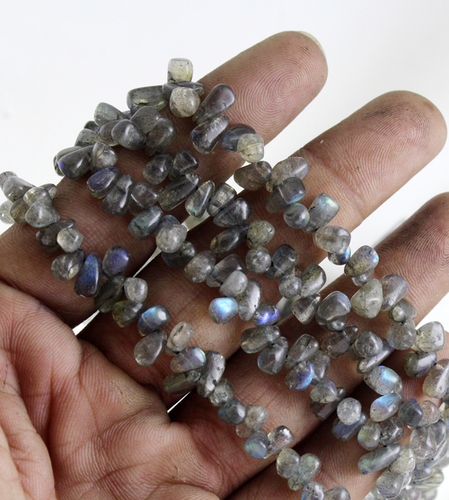 लैब्राडोराइट स्मूद ड्रॉप बीड्स