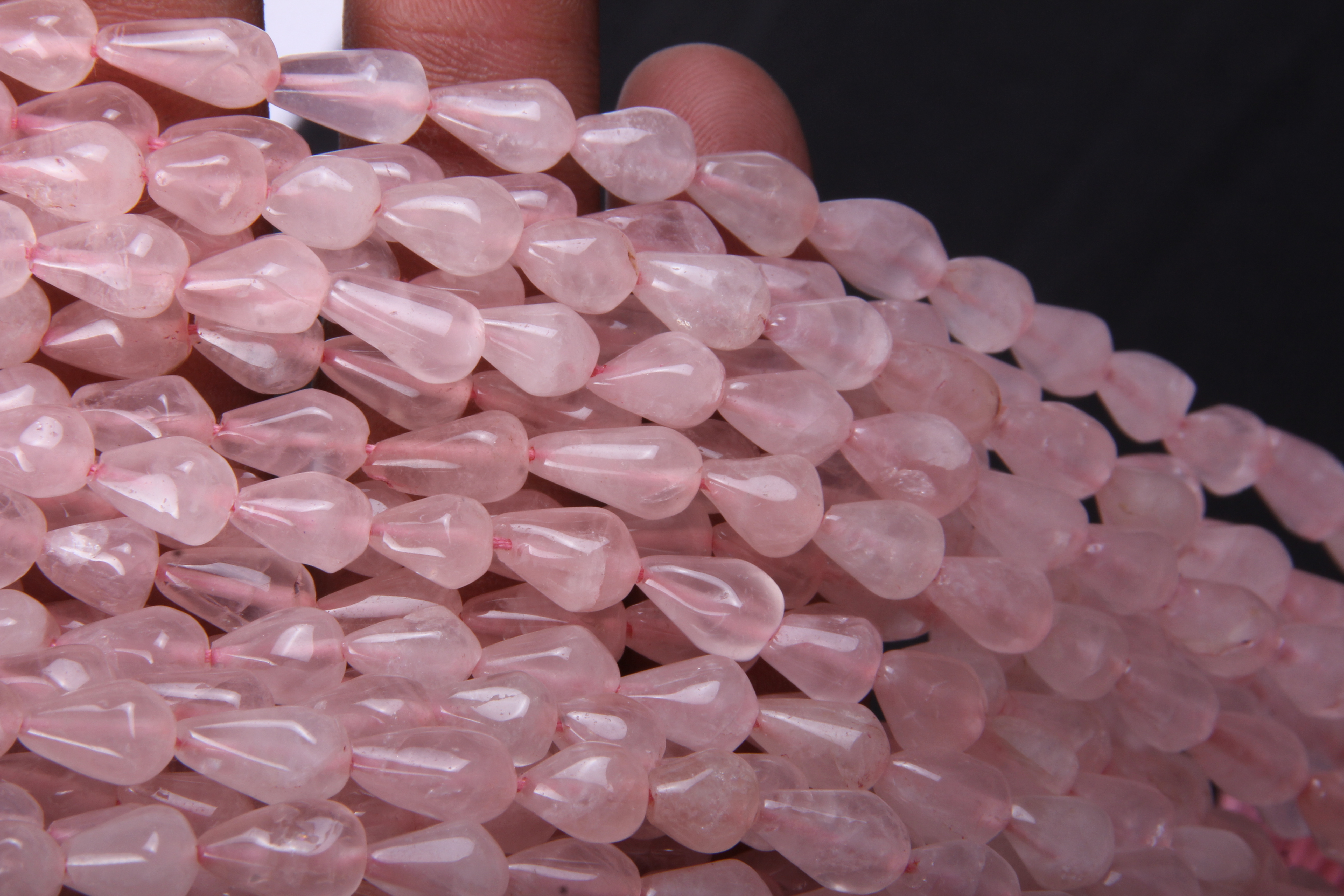 Rose Quartz Plain Drop Beads