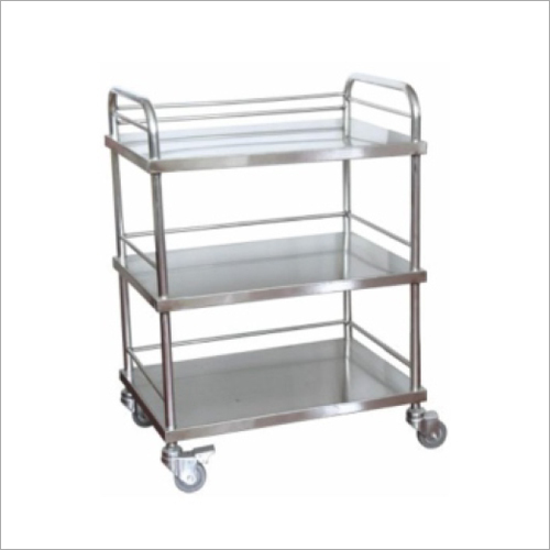SS Instrument Trolley - Stainless Steel, Adjustable Height Design, Multi-Tier Shelving for Enhanced Storage and Mobility