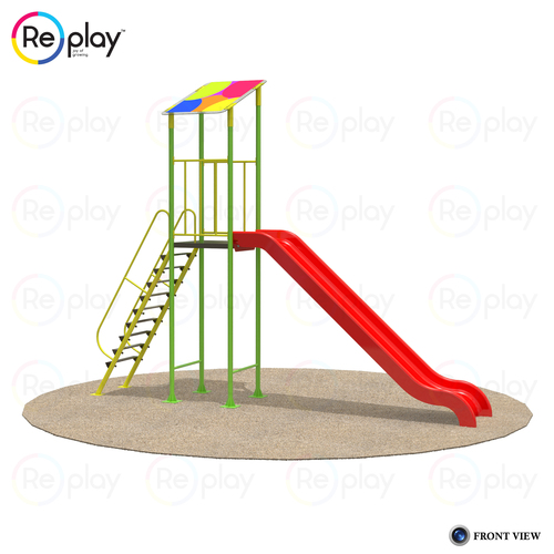 Outdoor Traditional Slide - 4.9 x 1.4 x 4 m | Steel and Rope Construction, Canopy Design for Amusement Parks and Playgrounds