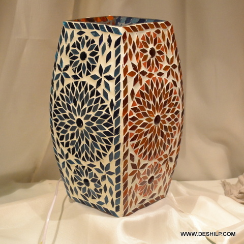 Orange And Blue Two Color Mosaic Floor Lamp
