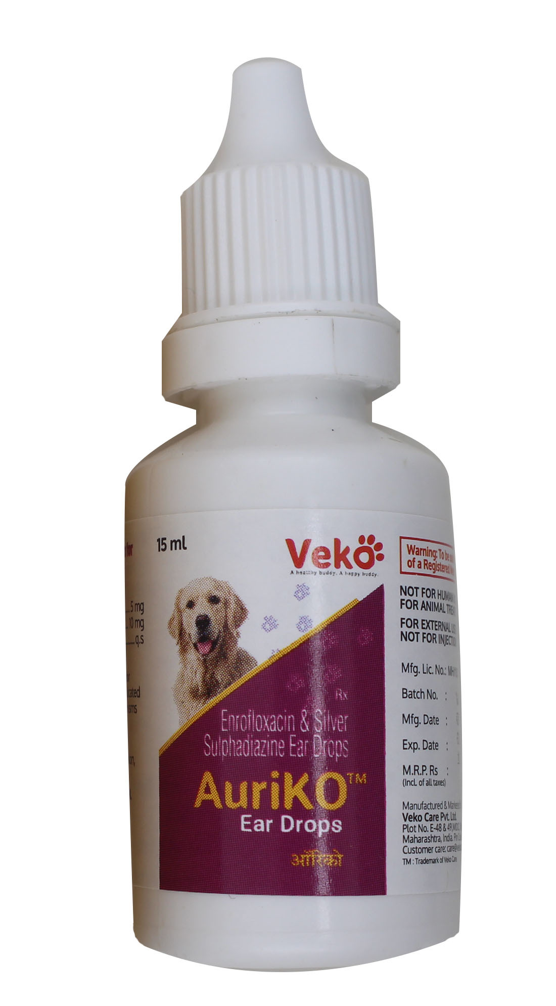 Auriko Ear Drops-enrofloxacin 5mg Plus Sulphadiazine Ingredients: Chemicals