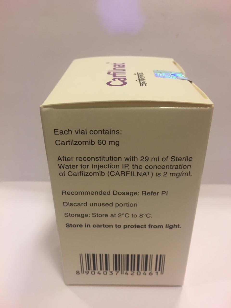 Carfilnat Injection - 60 Mg Carfilzomib | Anti-cancer Treatment, 1 Vial, Prescription Only, Liquid Form, Store At 2a C - 8a C