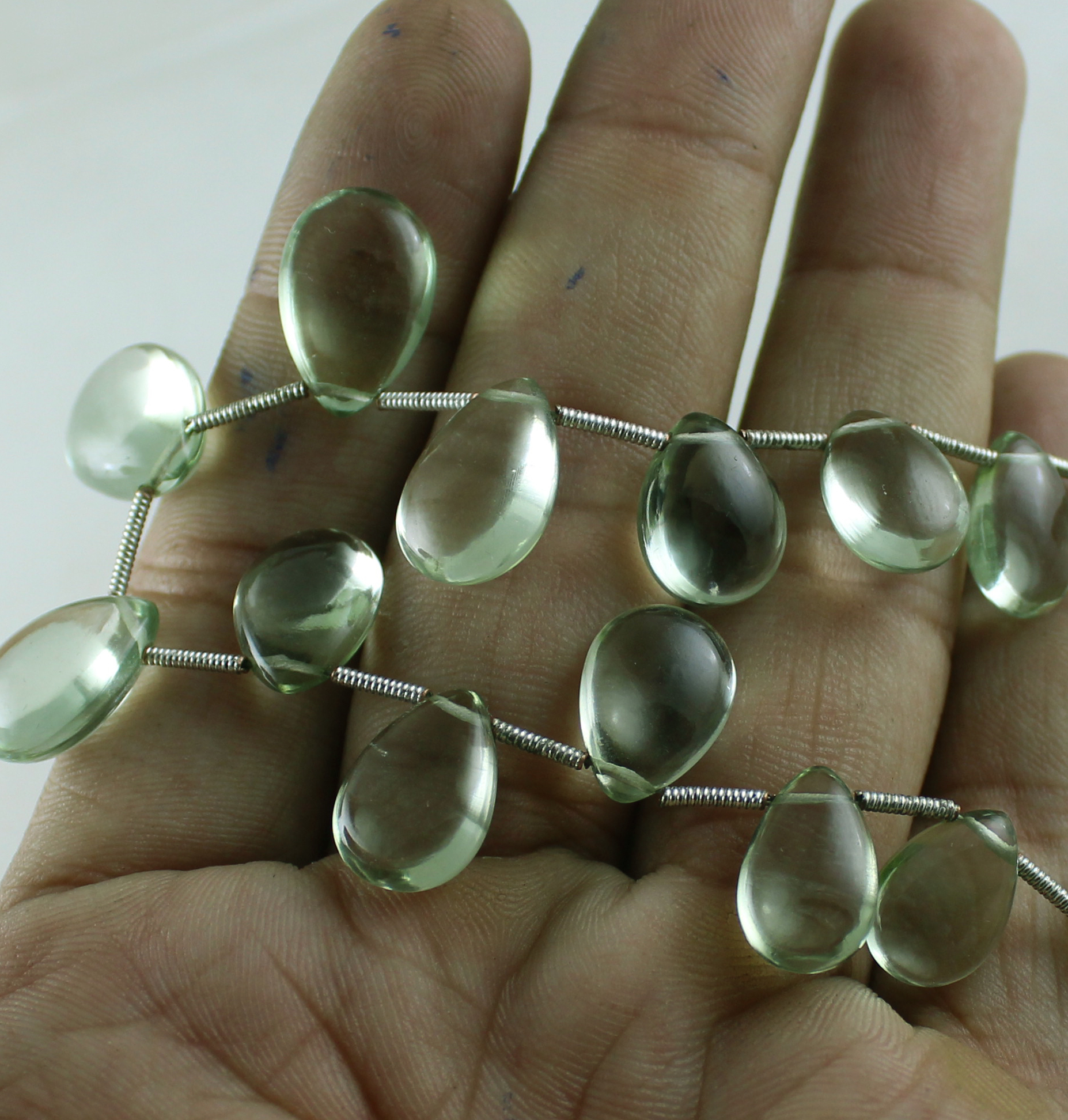 Green Amethyst Pears Beads