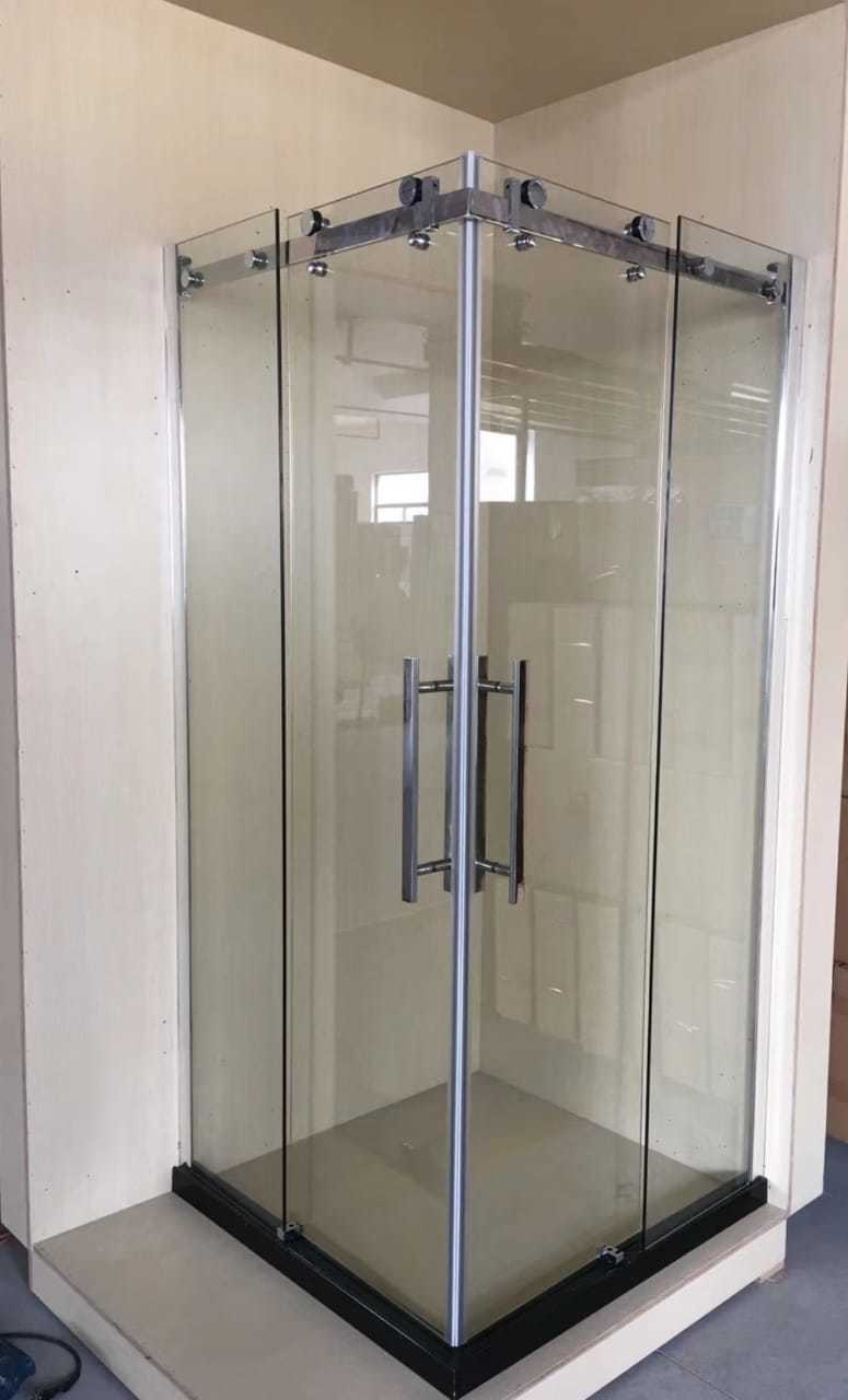 Frameless Sliding Shower Enclosure - 10mm Toughened Glass Bright Polished Silver Finish - High-quality Roller System Quiet Operation Minimalist Design