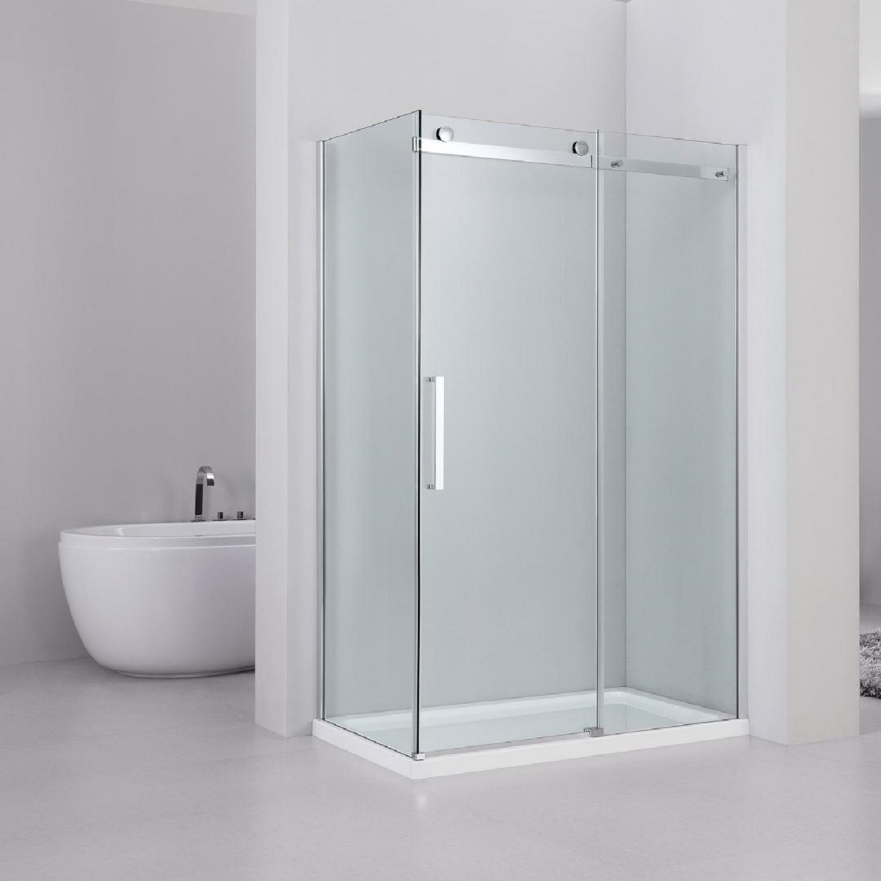 Frameless Sliding Shower Enclosure - 10mm Toughened Glass Bright Polished Silver Finish - High-quality Roller System Quiet Operation Minimalist Design