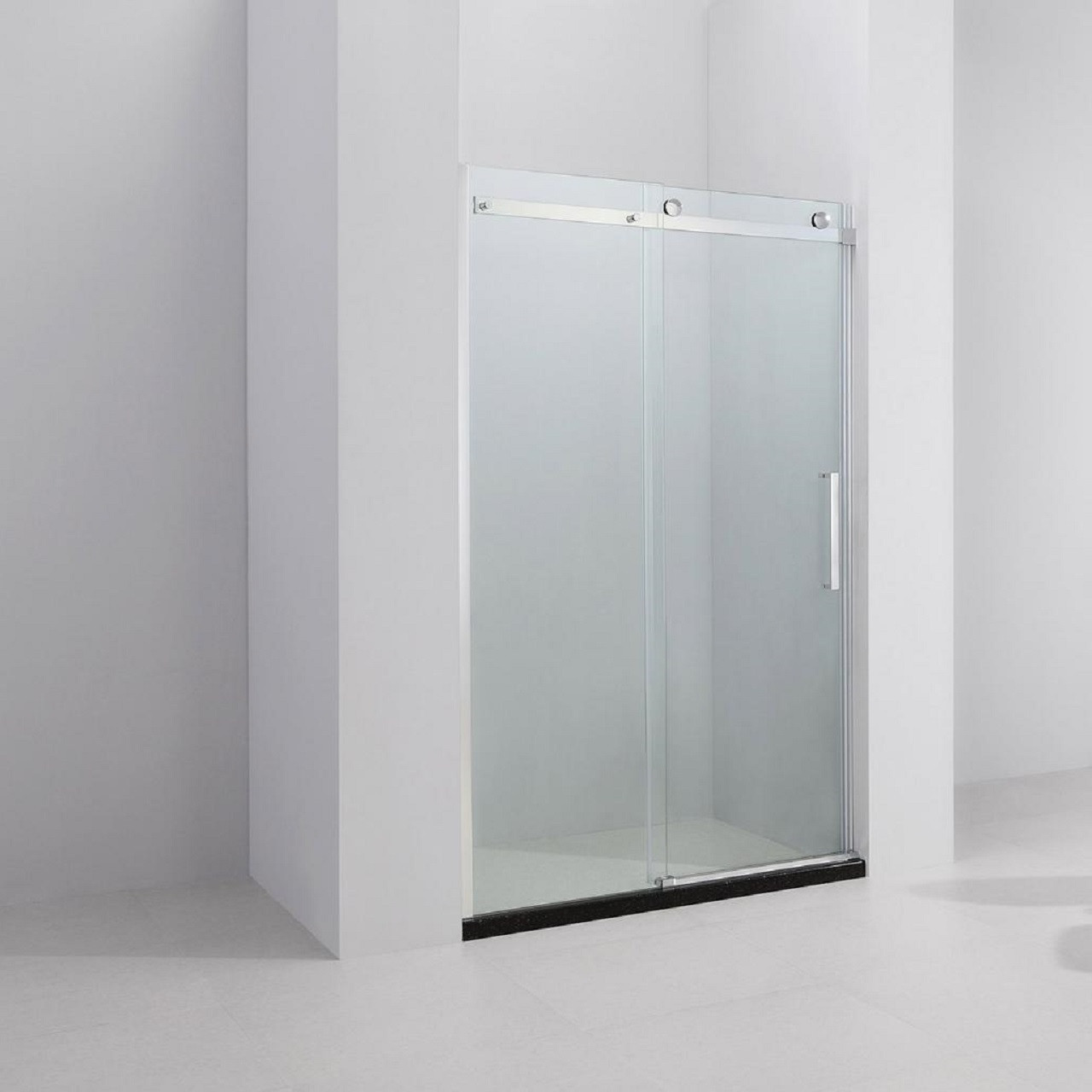 Frameless Sliding Shower Enclosure - 10mm Toughened Glass Bright Polished Silver Finish - High-quality Roller System Quiet Operation Minimalist Design