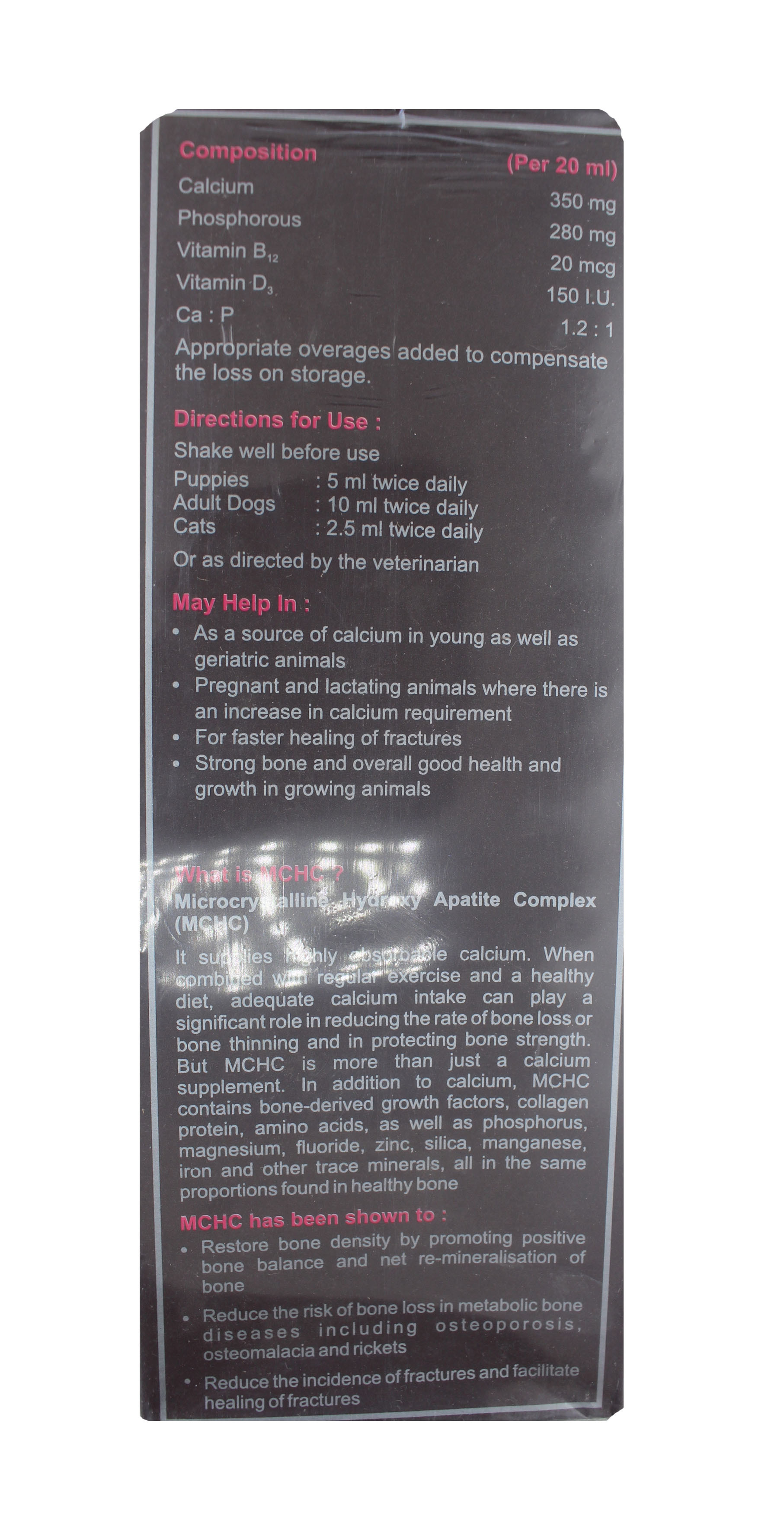 Calciplus Syrup 200ml- Calcium Feed Supliment Ingredients: Chemicals