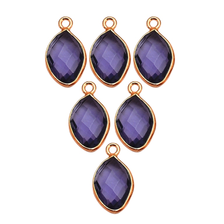 Amethyst Quartz Marquise February Birthstone Pendant Charms Size: Can Do All Size