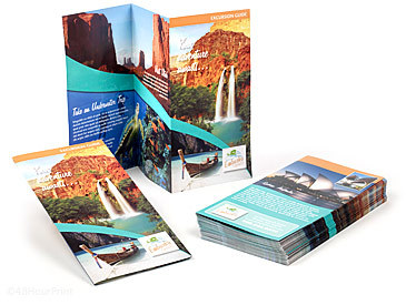 Brochure Printing - Glossy Coated Tri-fold, Variable Dimensions, Dark Blue | Offset Print For Marketing, Sales, Product Catalogs, And Event Promotions