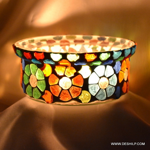 Decorative Small T Light Candle Holder - Material: Glass