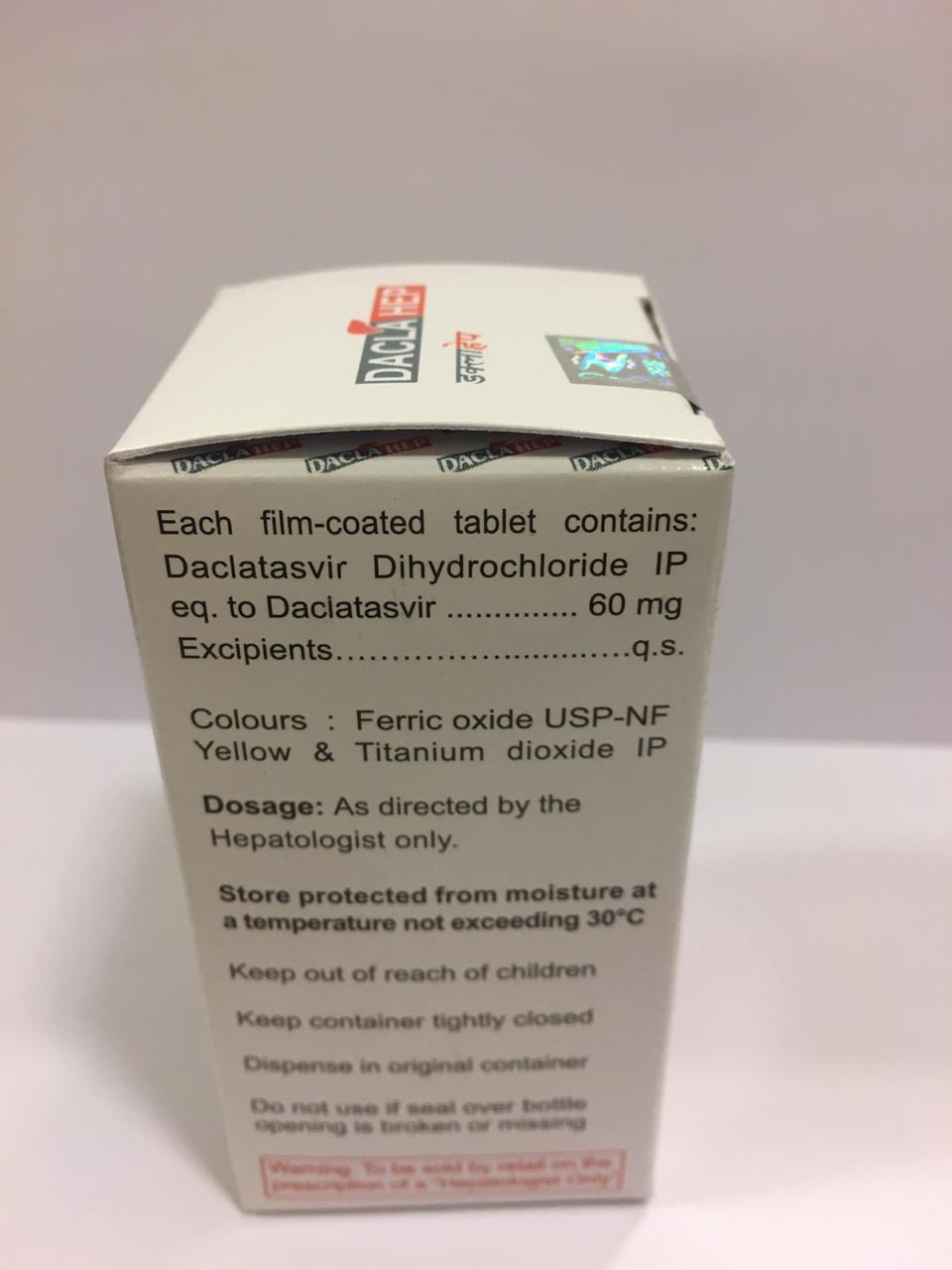 Daclahep Tablets - 28 Count, Daclatasvir Dihydrochloride Anti-viral Formula For Prescription Use