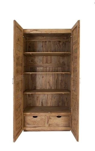 Wooden Almirah - Eco-Friendly Handmade Wood Cabinetry | Classic Adjustable Design for Bedroom Use, No Assembly Required