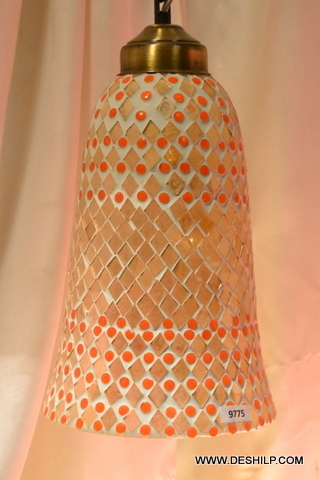 Yellow And Red Rooftop Mosaic Handmade Glass Wall Hanging - Design: Modern Art