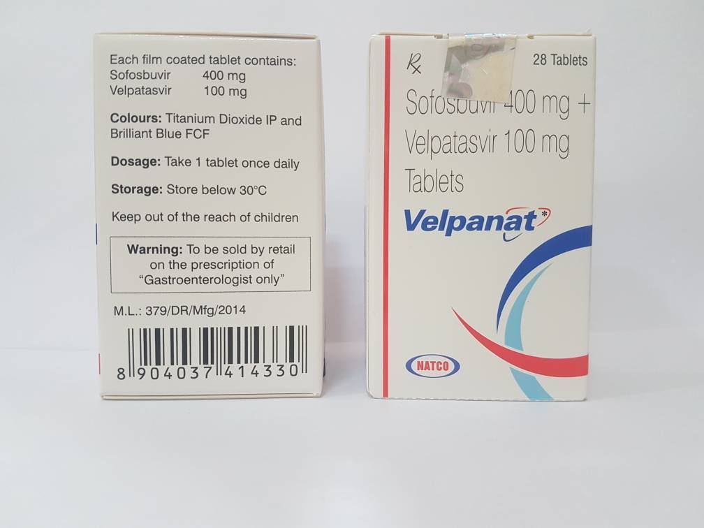 Velpanat Tablets - Velpatasvir 100 Mg / Sofosbuvir 400 Mg | Anti-viral, 28 Tablets Per Pack, Prescription Required, Store Below 30â°c
