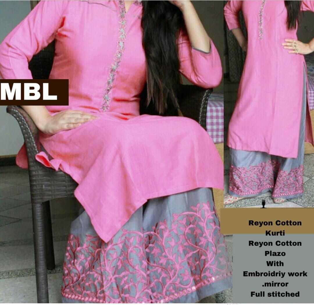 Rayon Kurtispalzo - Heavy Rayon Fabric, Stiz Size 44+ With Chain Work, Full Sleeve 3-4th | Breathable, Washable, Traditional Style For All Seasons