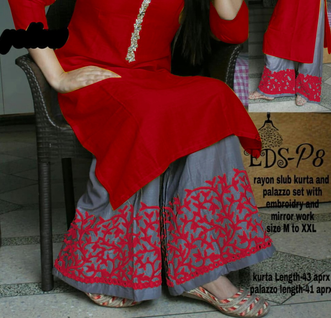 Rayon Kurtispalzo - Heavy Rayon Fabric, Stiz Size 44+ With Chain Work, Full Sleeve 3-4th | Breathable, Washable, Traditional Style For All Seasons