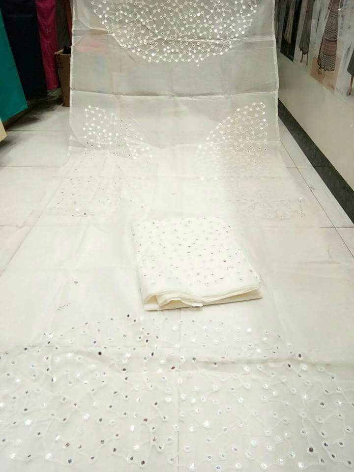 Chanderi Suit - Chanderi Silk, Customized Sizes, Diverse Colors & Patterns | Light, Breathable, Washable Fabric Suit With Heavy Mirror Work