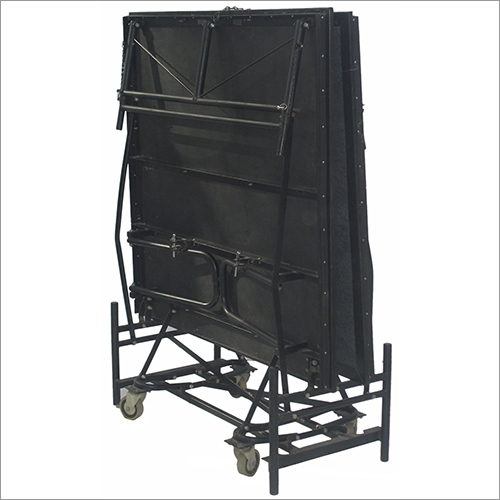 Mobile Folding Stage Block - 96"x48"x18"/24" Height | Black Aluminum Frame, Polyethylene Cover, Easy to Fold, 60kg Weight