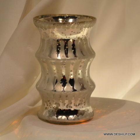 Three Cut Glass Candle Holder - Glass & Metal Finish Silver Color | Handmade Indian Craftsmanship Elegant Home & Outdoor Decor Perfect For Ceremonies And Gifts