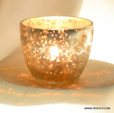 Silver Glass Small T Light Candle Holder For Decoration - Style: Modern Arts