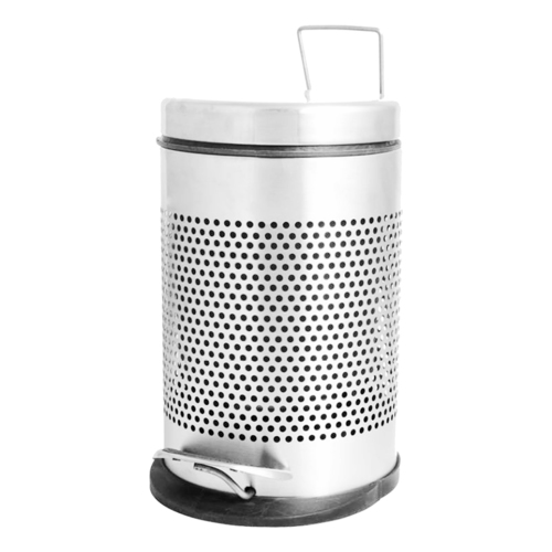Pedal Bin Round Perforated - Stainless Steel, 14-28 mm Size, Silver Color | Durable Metal Design with 2-8 mm Thickness