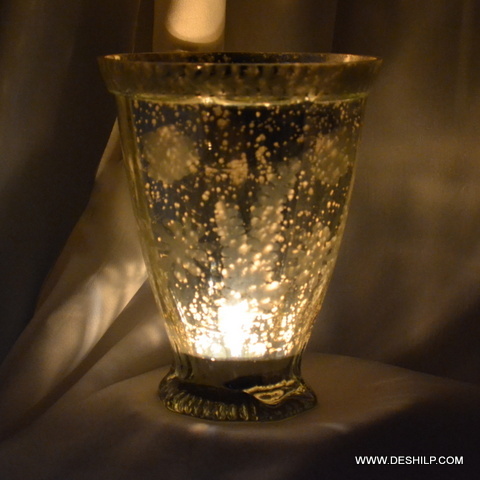 Antique Cutting Glass Silver Candle Holder