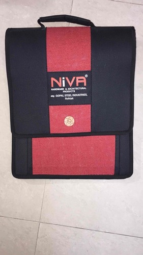 Jute School Bag - Canvas Material, Small to Large Size, Blue Color, Printed Design - Button Closure for Easy Access