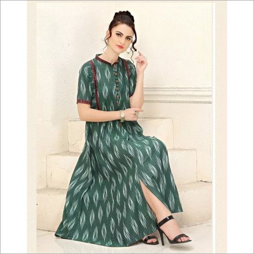 Green Cotton Kurti Fabric