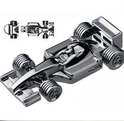 सिल्वर क्वैस रेसिंग कार मेटल यूएसबी पेन ड्राइव (X1629)