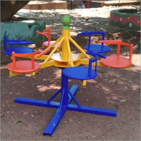 Merry Go Round - Steel, 5ft Diameter, 6ft Height | Blue Finish, 4 Seats, 100lbs Weight, 1 Year Warranty