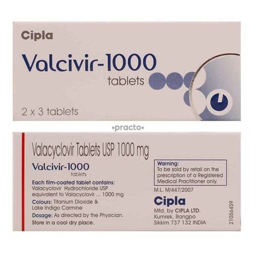 Valcivir - 1000mg Valacyclovir Hydrochloride Tablets | Antiviral Treatment For Cold Sores, Shingles, And Chickenpox, Prescription Use Only
